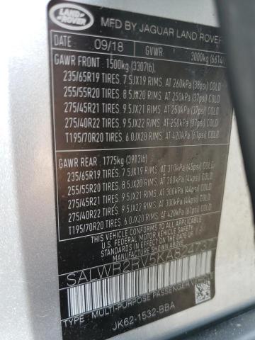 VIN SALWR2RV5KA824737 2019 Land Rover Range Rover, Hse no.14