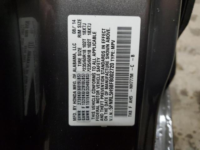2015 HONDA ODYSSEY TO - 5FNRL5H98FB002720