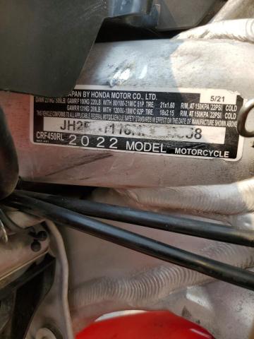 2022 HONDA CRF450 RL - JH2PD1118NK301358