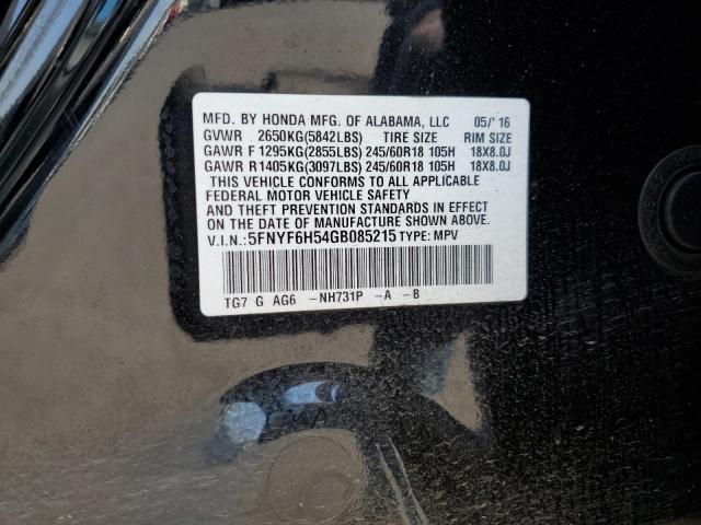 2016 HONDA PILOT EXL - 5FNYF6H54GB085215
