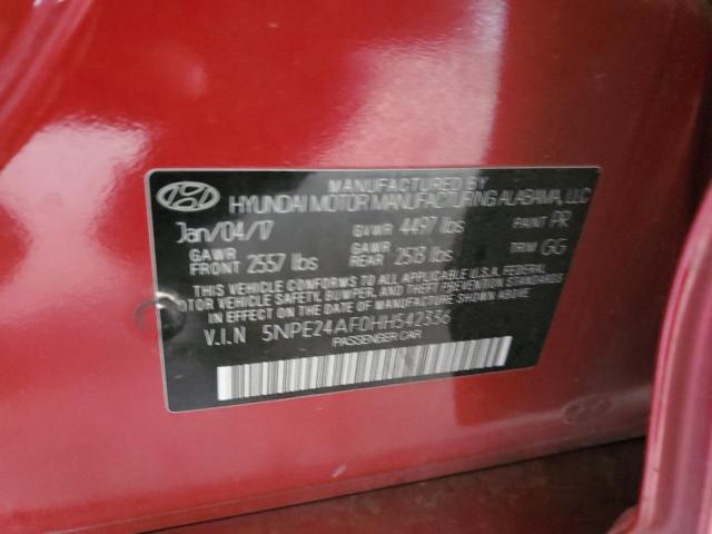 VIN 5NPE24AF0HH542336 2017 Hyundai Sonata, SE no.12