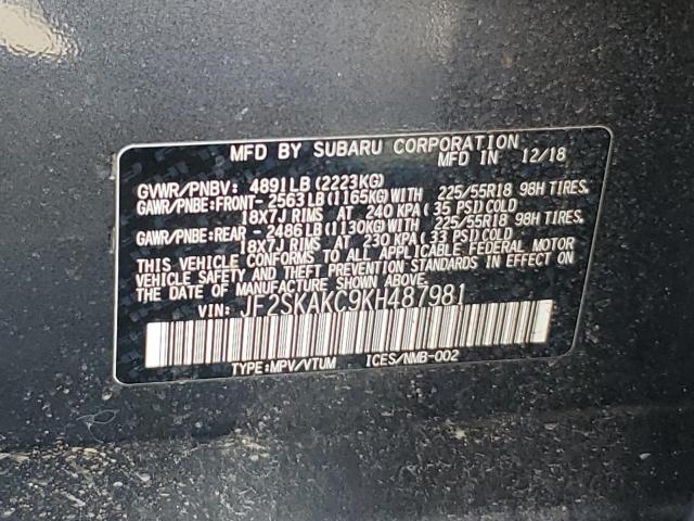2019 SUBARU FORESTER S - JF2SKAKC9KH487981