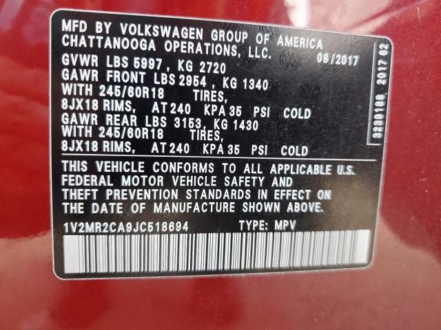 VIN 1V2MR2CA9JC518694 2018 Volkswagen Atlas, Sel no.13