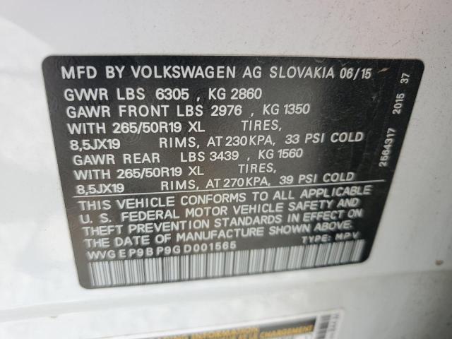 2016 VOLKSWAGEN TOUAREG TD WVGEP9BP9GD001565