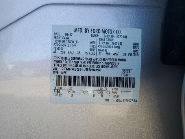 VIN 2FMPK3G94JBB10396 2018 Ford Edge, SE no.14