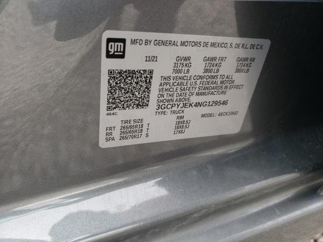 2022 CHEVROLET SILVERADO - 3GCPYJEK4NG129546