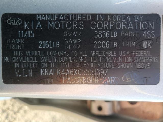 VIN KNAFK4A6XG5551397 2016 KIA Forte, LX no.13