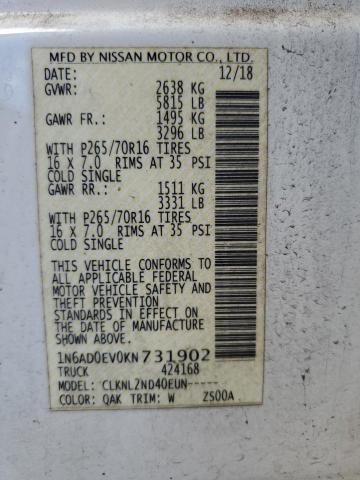 2019 NISSAN FRONTIER S - 1N6AD0EV0KN731902