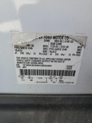 2017 FORD EXPLORER X - 1FM5K8D89HGB00465