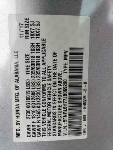 VIN 5FNRL6H77JB069290 2018 Honda Odyssey, Exl no.13