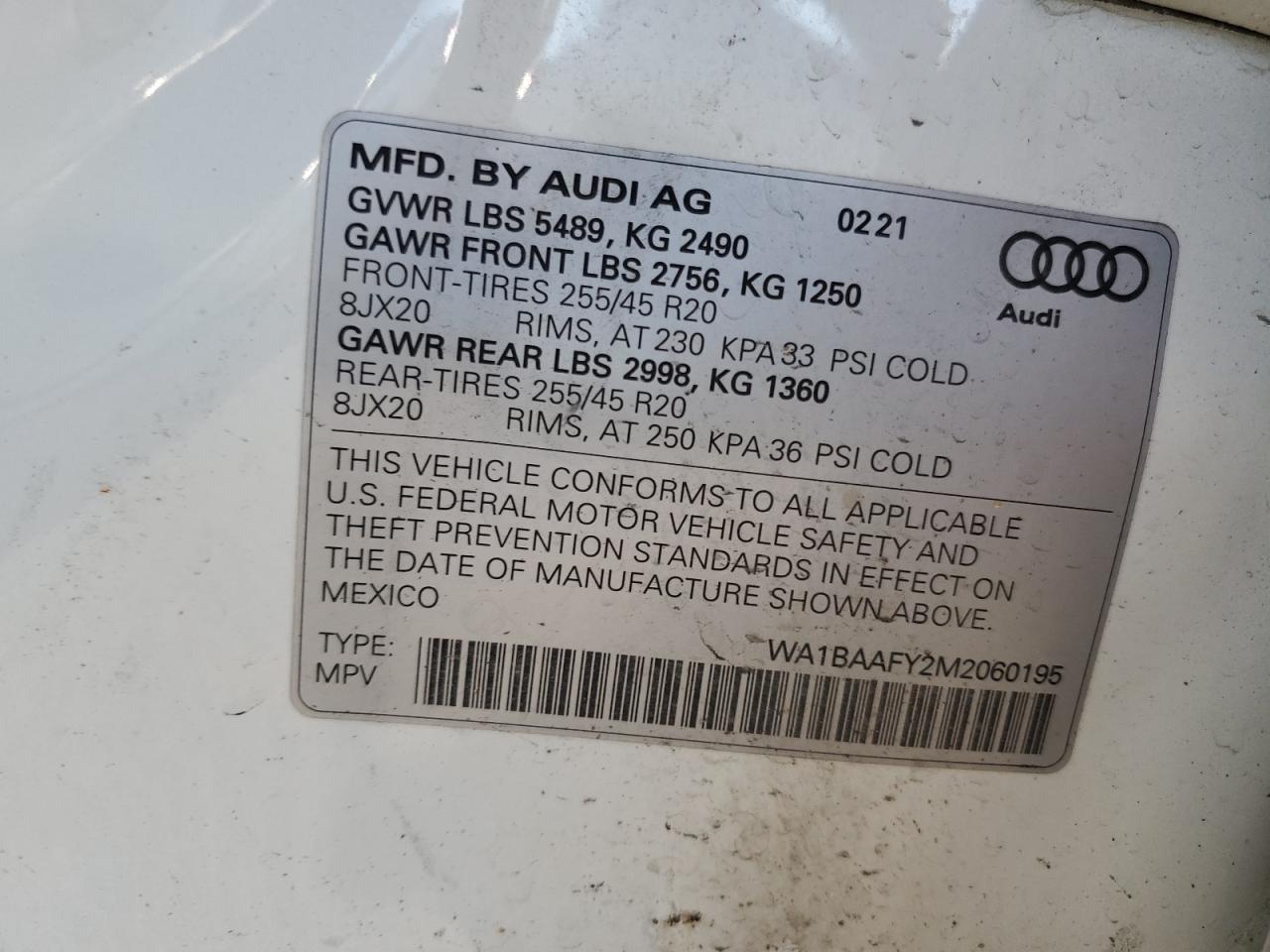 Lot #2989202697 2021 AUDI Q5 PREMIUM