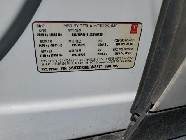 2017 TESLA MODEL X - 5YJXCDE20HF048697