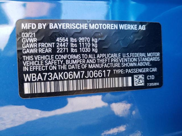 VIN WBA73AK06M7J06617 2021 BMW 2 SERIES no.12