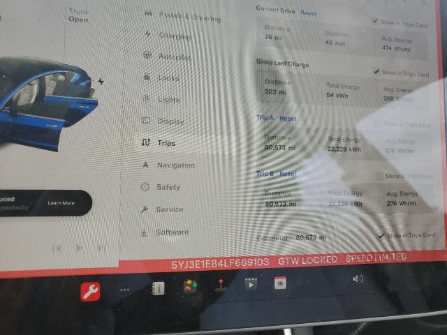 2020 TESLA MODEL 3 - 5YJ3E1EB4LF669103