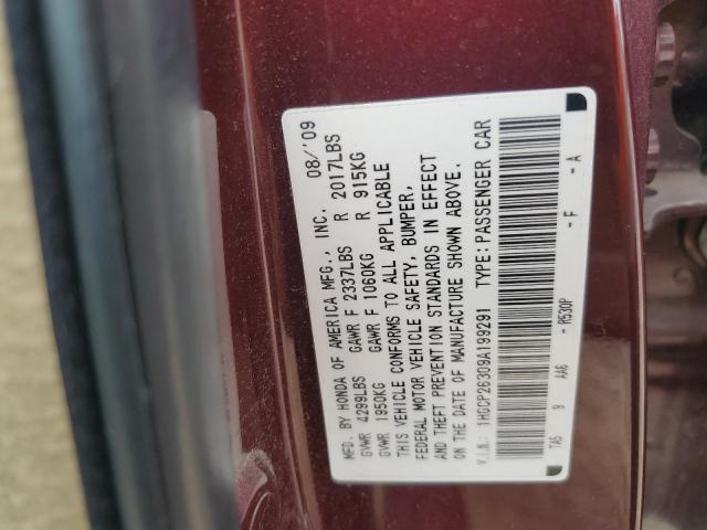 2009 HONDA ACCORD LX 1HGCP26309A199291  70452424