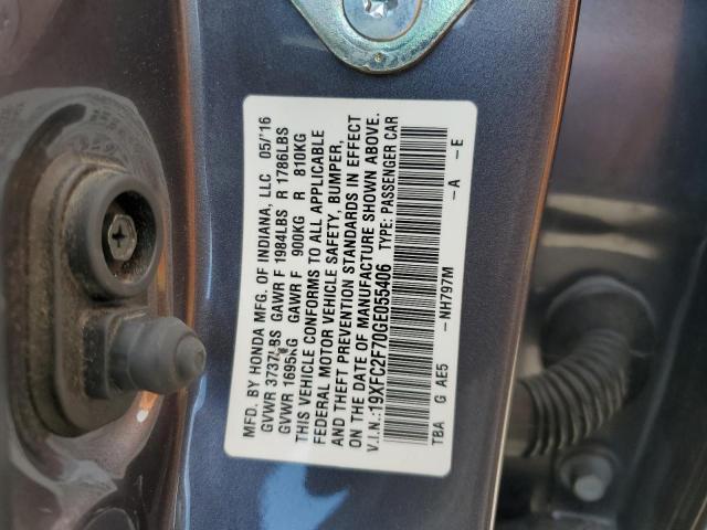 VIN 19XFC2F70GE055406 2016 Honda Civic, EX no.12