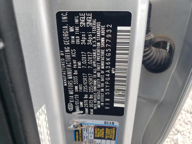 2019 KIA SORENTO L - 5XYPG4A36KG577932