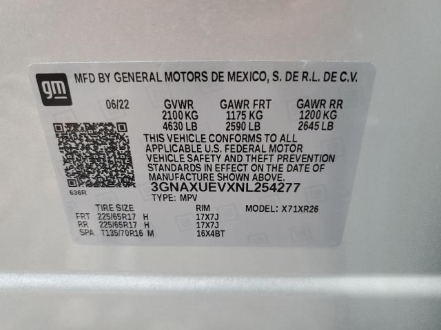 2022 CHEVROLET EQUINOX LT - 3GNAXUEVXNL254277