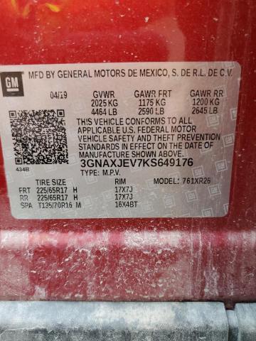 2019 CHEVROLET EQUINOX LT - 3GNAXJEV7KS649176