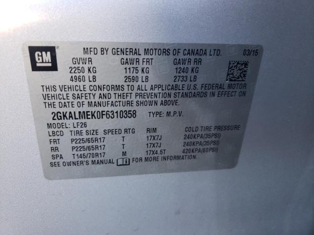 VIN 2GKALMEK0F6310358 2015 GMC Terrain, Sle no.12