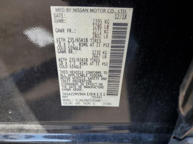2019 NISSAN MURANO S - 5N1AZ2MS9KN104151