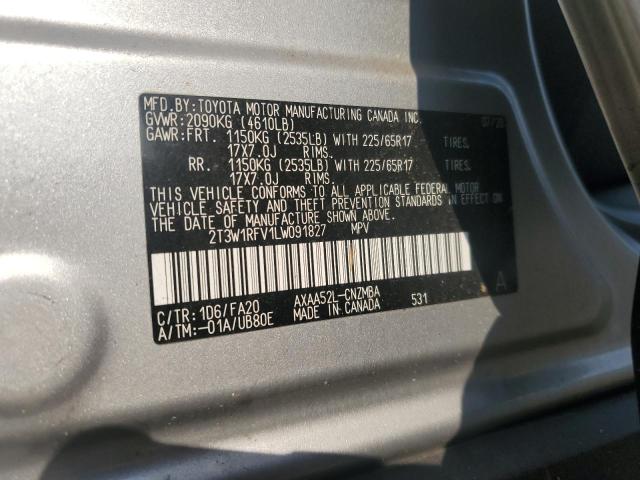 VIN 2T3W1RFV1LW091827 2020 Toyota RAV4, Xle no.13