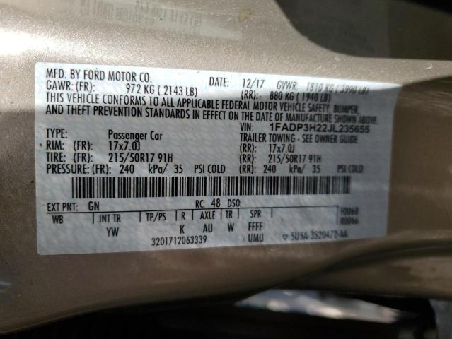 2018 FORD FOCUS SEL - 1FADP3H22JL235655