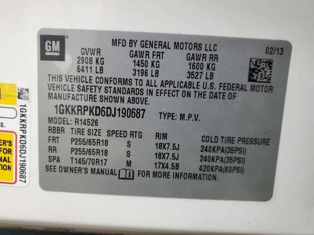 VIN 1GKKRPKD6DJ190687 2013 GMC Acadia, Sle no.13