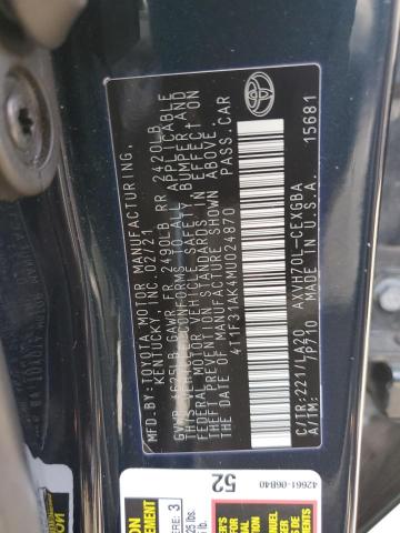 VIN 4T1F31AK4MU024870 2021 Toyota Camry, Xle no.12