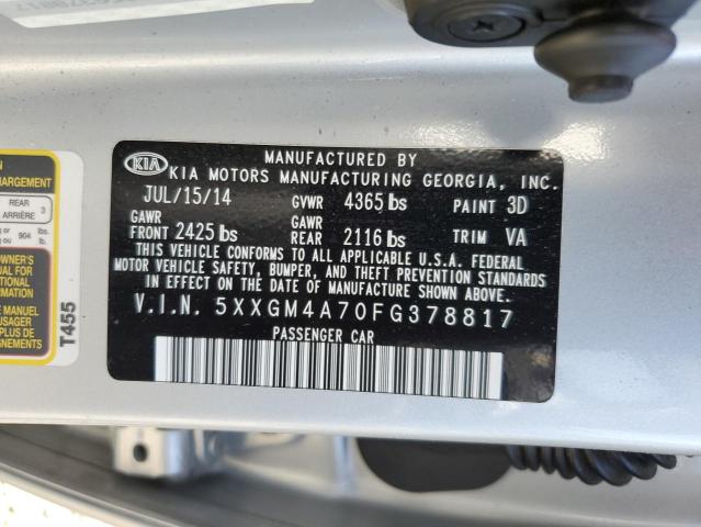 VIN 5XXGM4A70FG378817 2015 KIA Optima, LX no.12