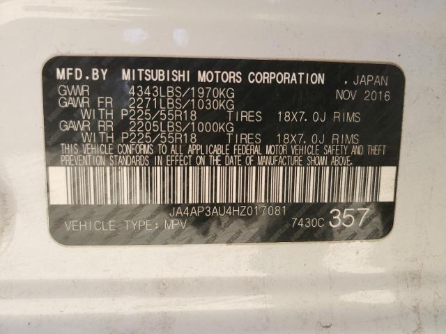 VIN JA4AP3AU4HZ017081 2017 Mitsubishi Outlander, ES no.13