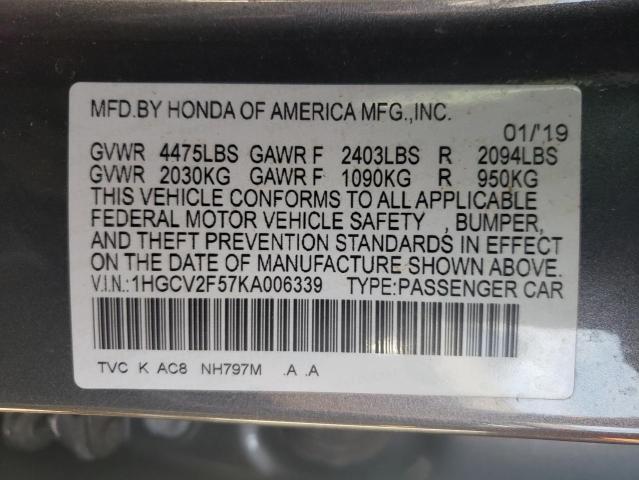 2019 HONDA ACCORD EXL - 1HGCV2F57KA006339
