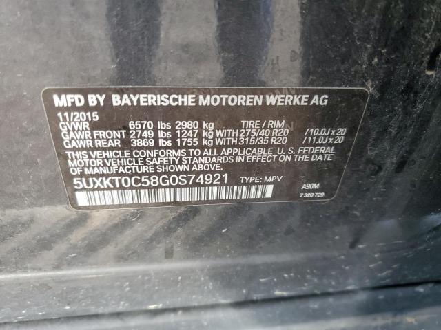 VIN 5UXKT0C58G0S74921 2016 BMW X5, Xdr40E no.13