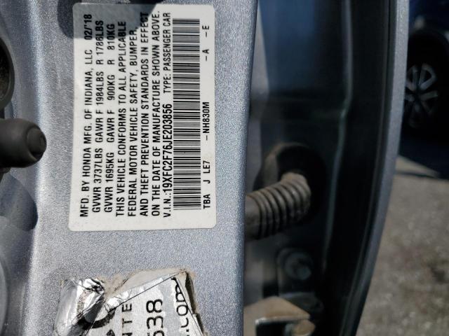2018 HONDA CIVIC EX - 19XFC2F76JE203856