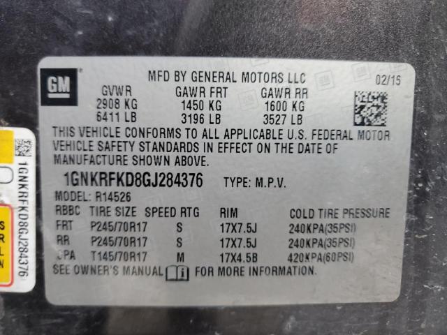 2016 CHEVROLET TRAVERSE L - 1GNKRFKD8GJ284376