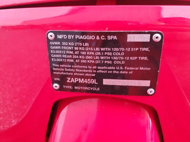 2010 VESPA GTS 300 SU ZAPM459LXA5700210