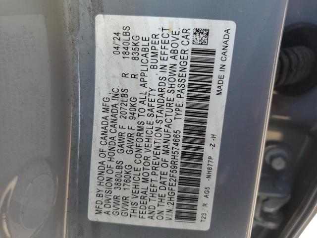 VIN 2HGFE2F59RH574665 2024 Honda Civic, Sport no.12