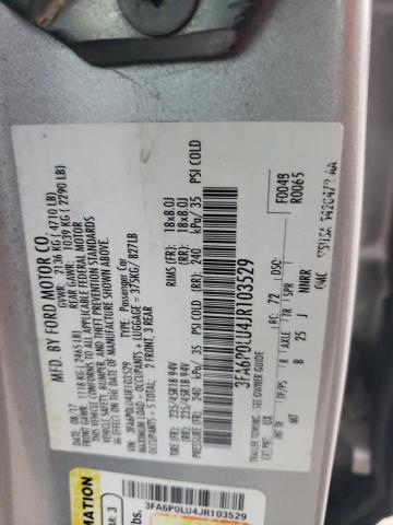 VIN 3FA6P0LU4JR103529 2018 Ford Fusion, Se Hybrid no.12