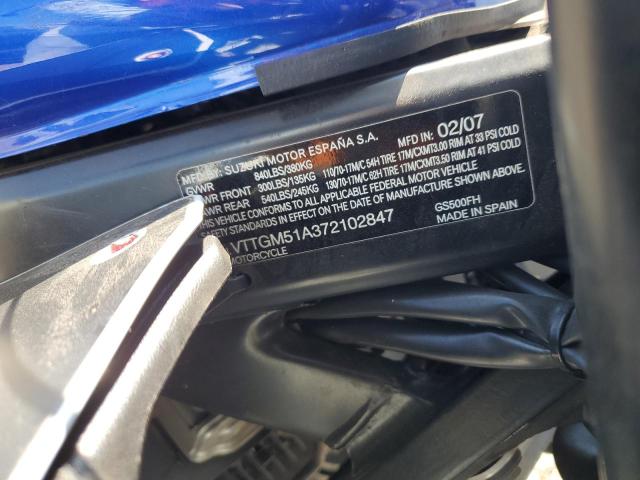 2007 SUZUKI GS500 VTTGM51A372102847