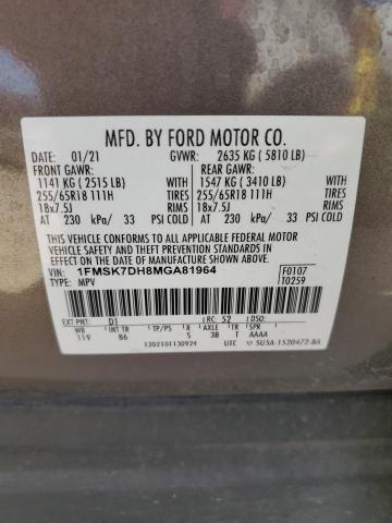 2021 FORD EXPLORER X - 1FMSK7DH8MGA81964