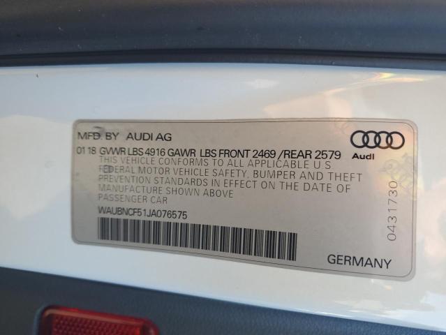 2018 AUDI A5 PREMIUM - WAUBNCF51JA076575