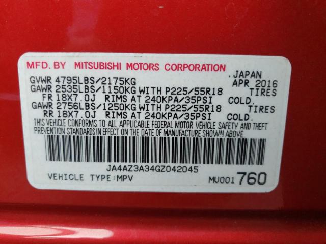 2016 MITSUBISHI OUTLANDER - JA4AZ3A34GZ042045