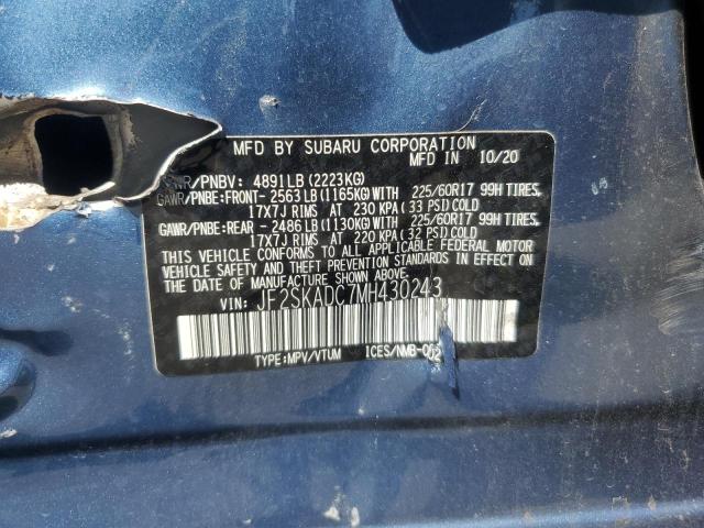 2021 SUBARU FORESTER JF2SKADC7MH430243