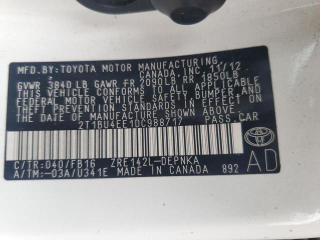 VIN 2T1BU4EE1DC988717 2013 Toyota Corolla, Base no.12