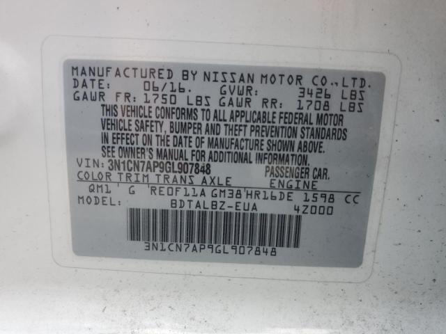 2016 NISSAN VERSA S - 3N1CN7AP9GL907848