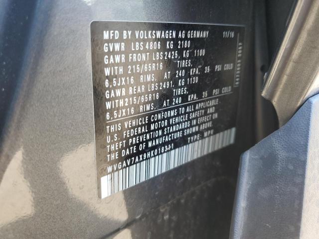 2017 VOLKSWAGEN TIGUAN S - WVGAV7AX9HK018311