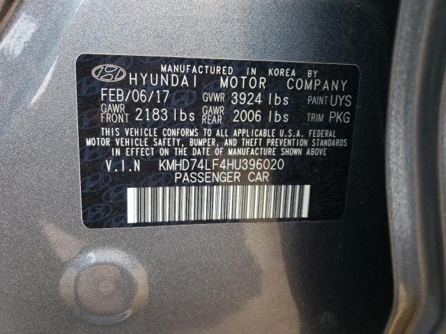 VIN KMHD74LF4HU396020 2017 Hyundai Elantra, SE no.12