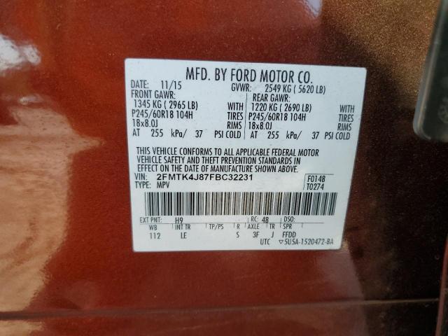 2015 FORD EDGE SEL - 2FMTK4J87FBC32231