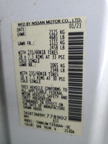 VIN 5N1BT3BB9PC778902 2023 Nissan Rogue, SV no.14