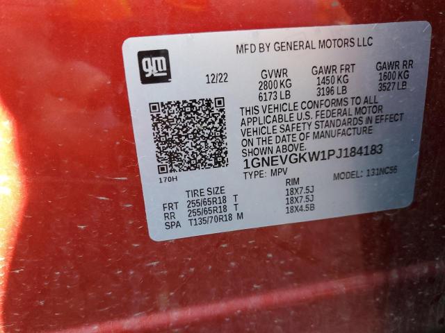 VIN 1GNEVGKW1PJ184183 2023 Chevrolet Traverse, LT no.12